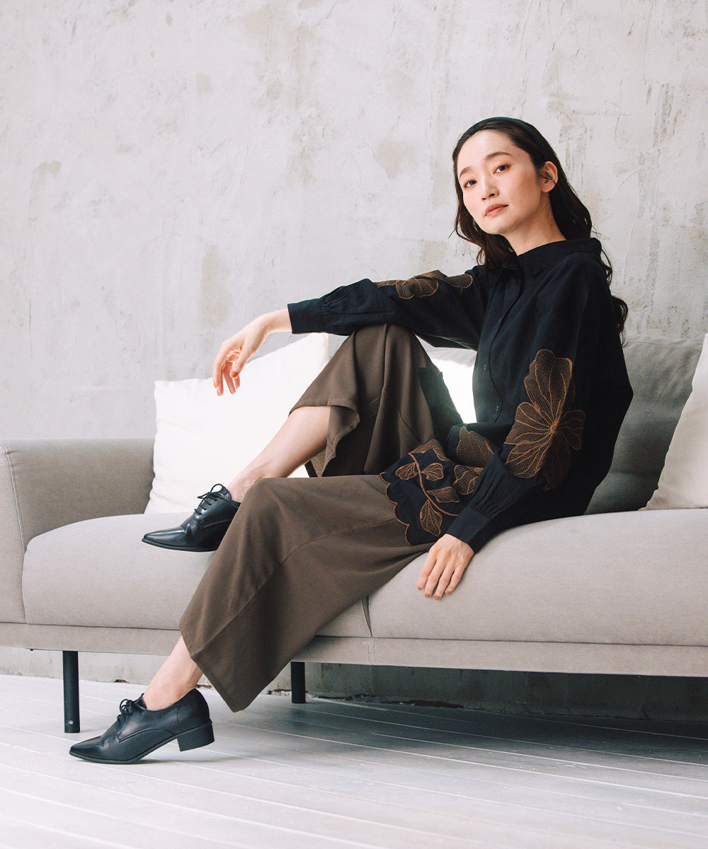 INDESIGN フラワーエンブロイダリーシャツチュニック