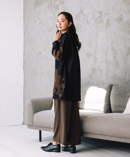 INDESIGN フラワーエンブロイダリーシャツチュニック