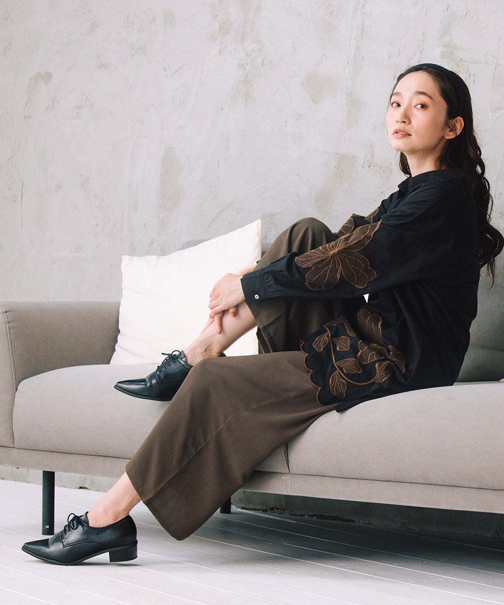 21号(6L～) INDESIGN フラワーエンブロイダリーシャツチュニック