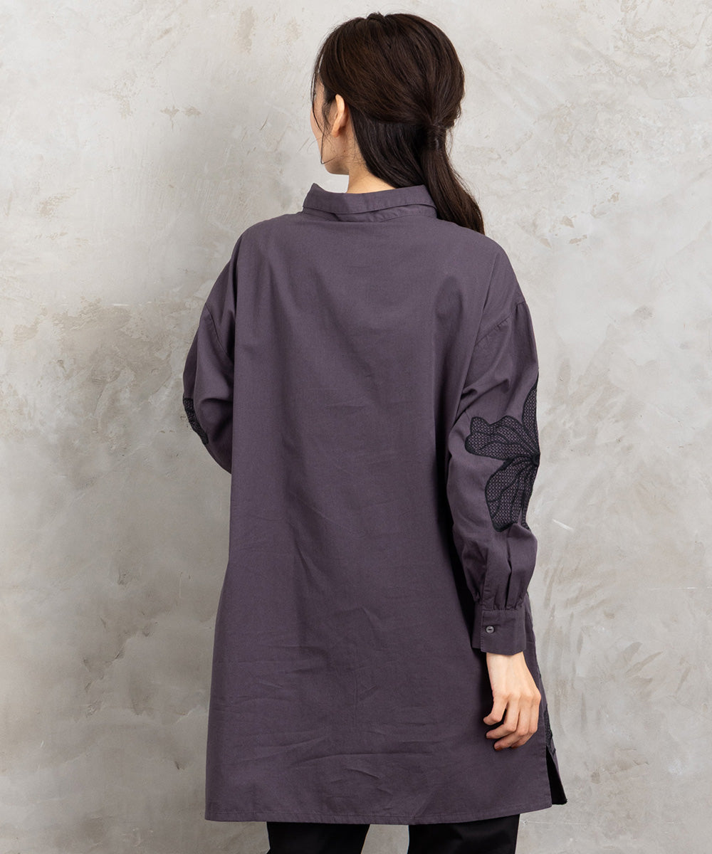 21号(6L～) INDESIGN フラワーエンブロイダリーシャツチュニック