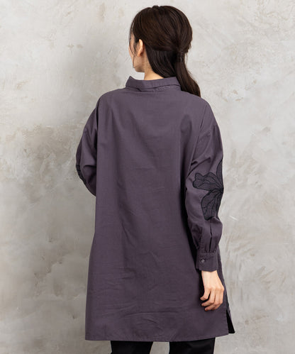 21号(6L～) INDESIGN フラワーエンブロイダリーシャツチュニック