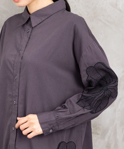 21号(6L～) INDESIGN フラワーエンブロイダリーシャツチュニック