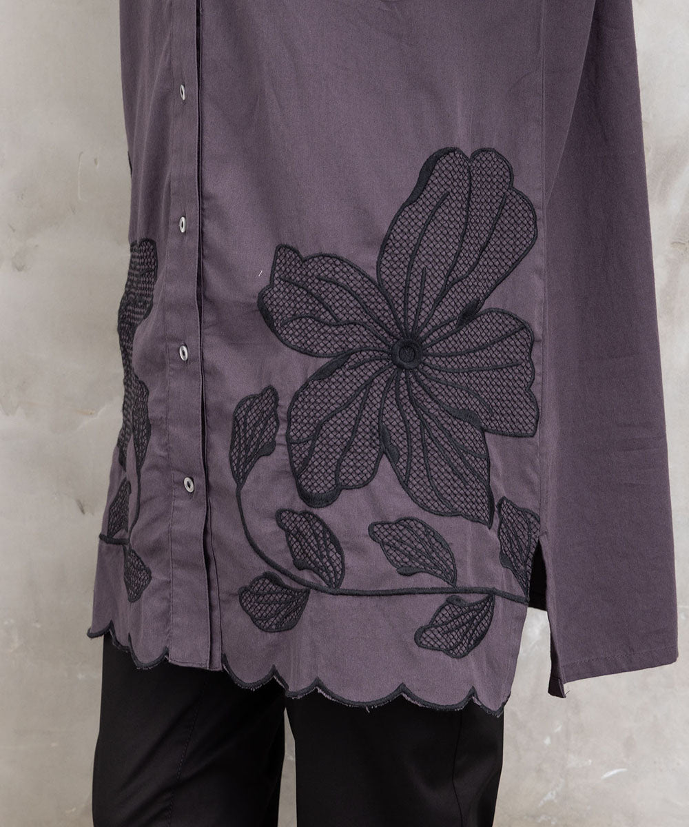 21号(6L～) INDESIGN フラワーエンブロイダリーシャツチュニック