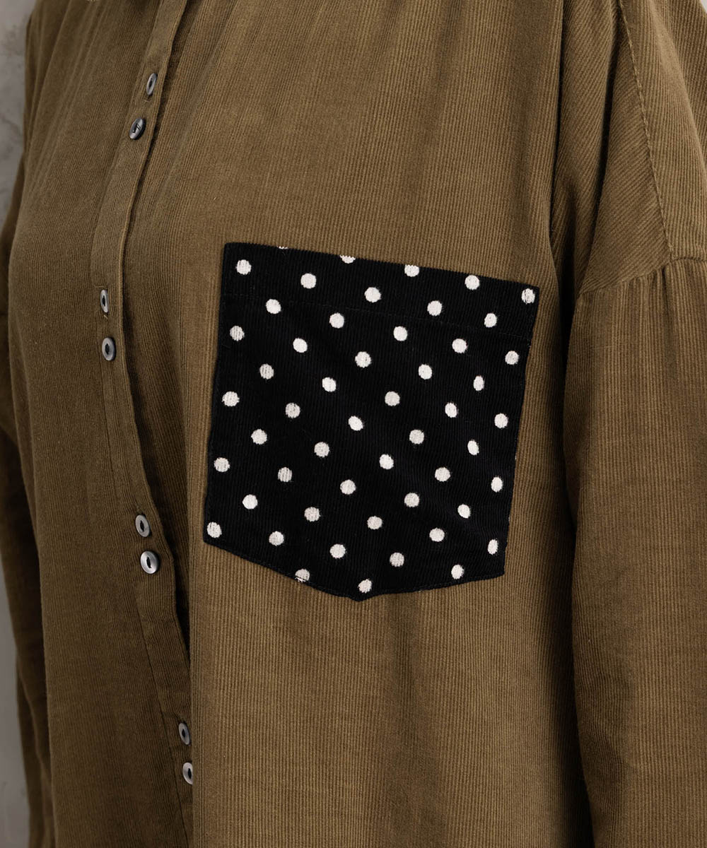 INDESIGN ドットポケットコーデュロイシャツワンピース