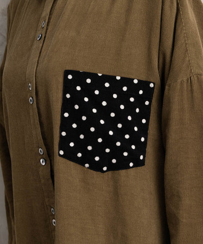 INDESIGN ドットポケットコーデュロイシャツワンピース