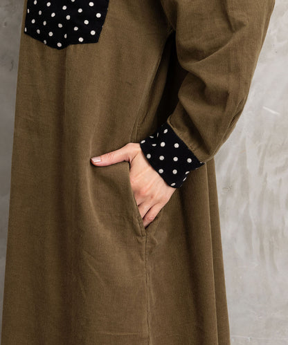 INDESIGN ドットポケットコーデュロイシャツワンピース