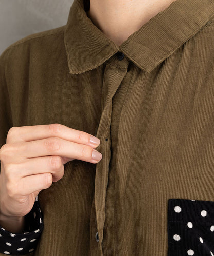 INDESIGN ドットポケットコーデュロイシャツワンピース