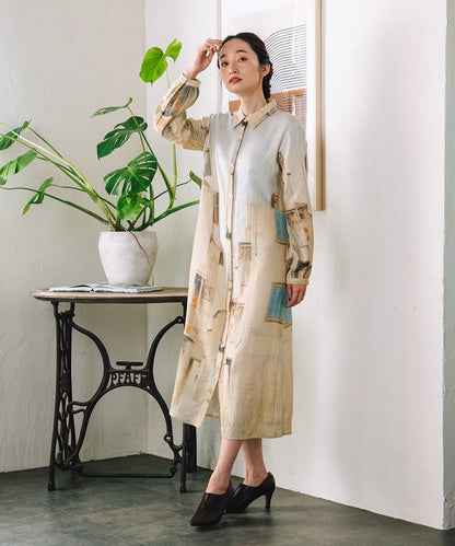 INDESIGN シティスケープコラージュプリントワンピース