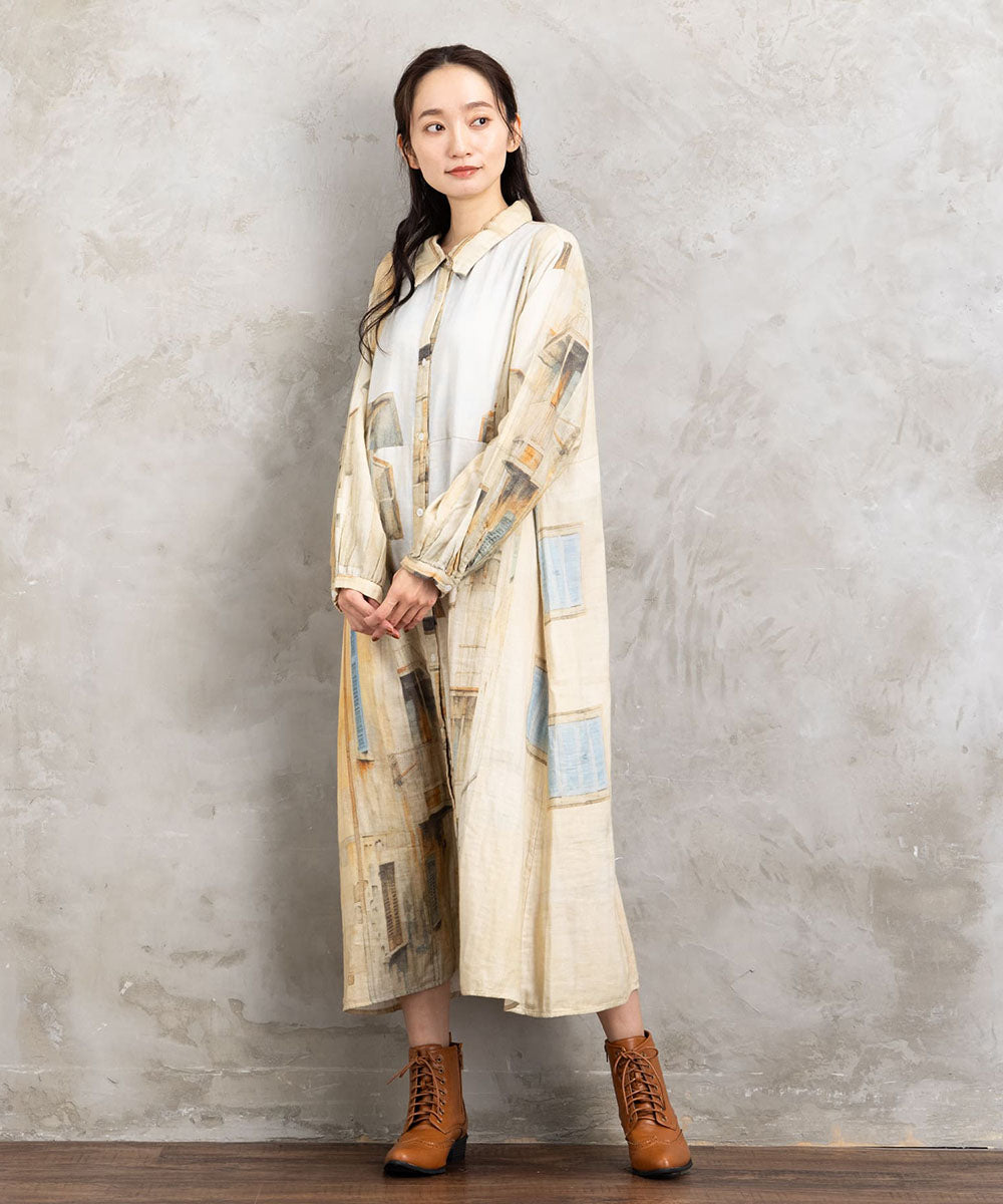 INDESIGN シティスケープコラージュプリントワンピース