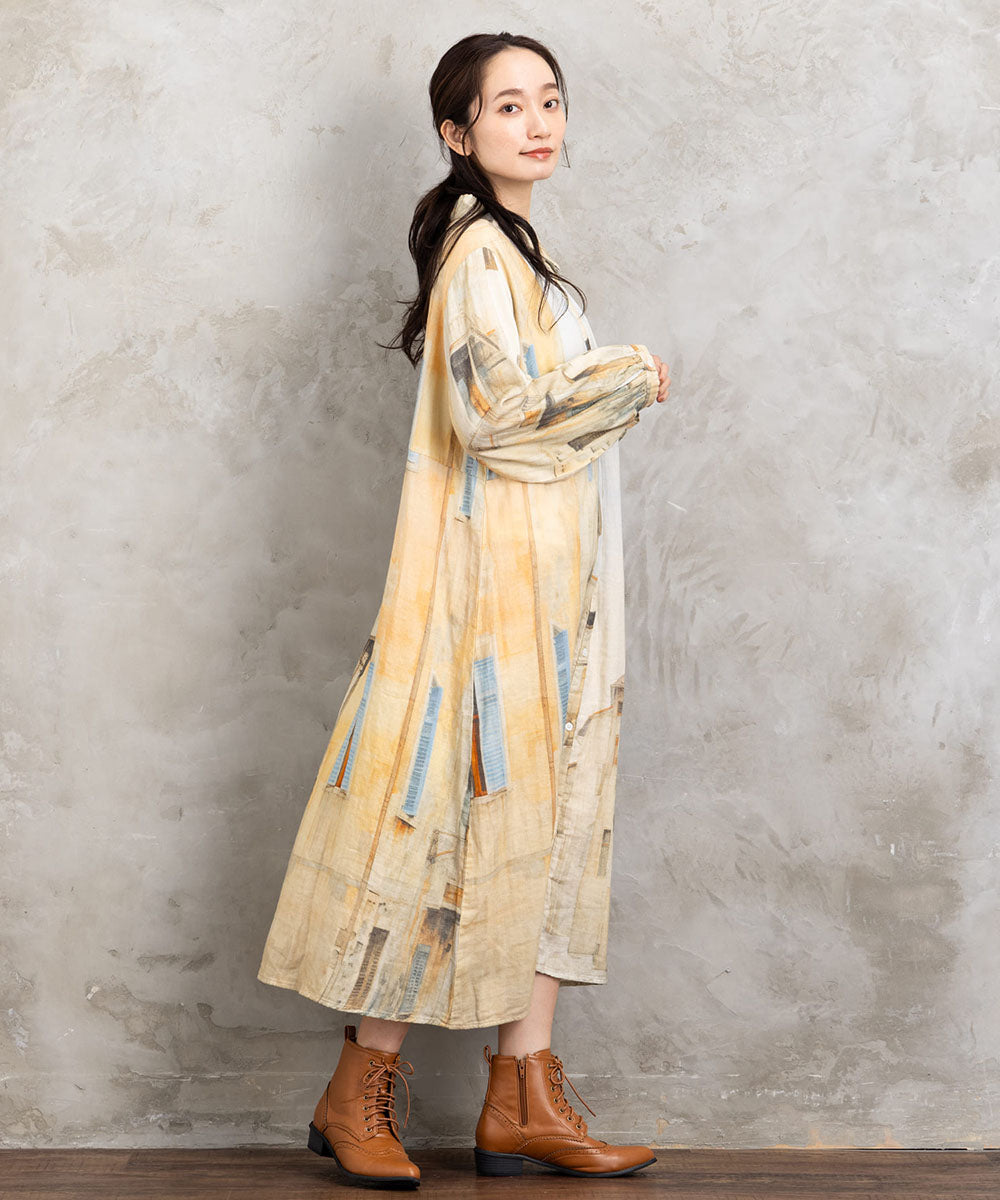 INDESIGN シティスケープコラージュプリントワンピース