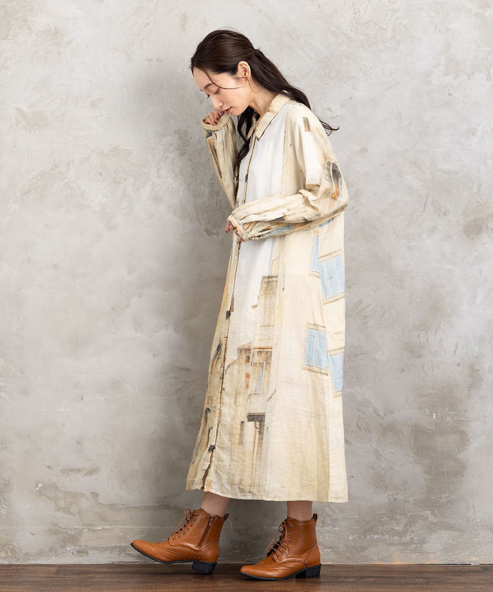 INDESIGN シティスケープコラージュプリントワンピース