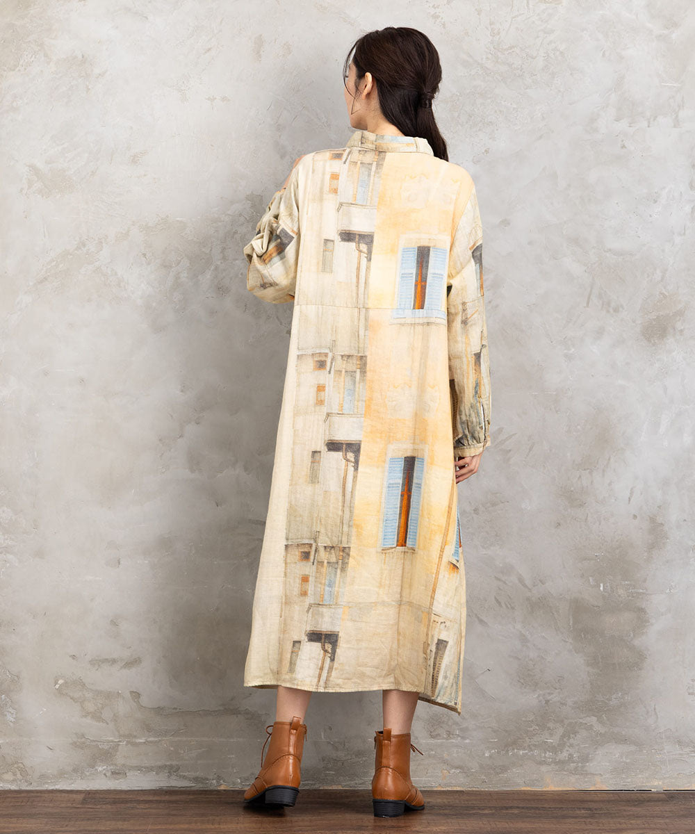 INDESIGN シティスケープコラージュプリントワンピース