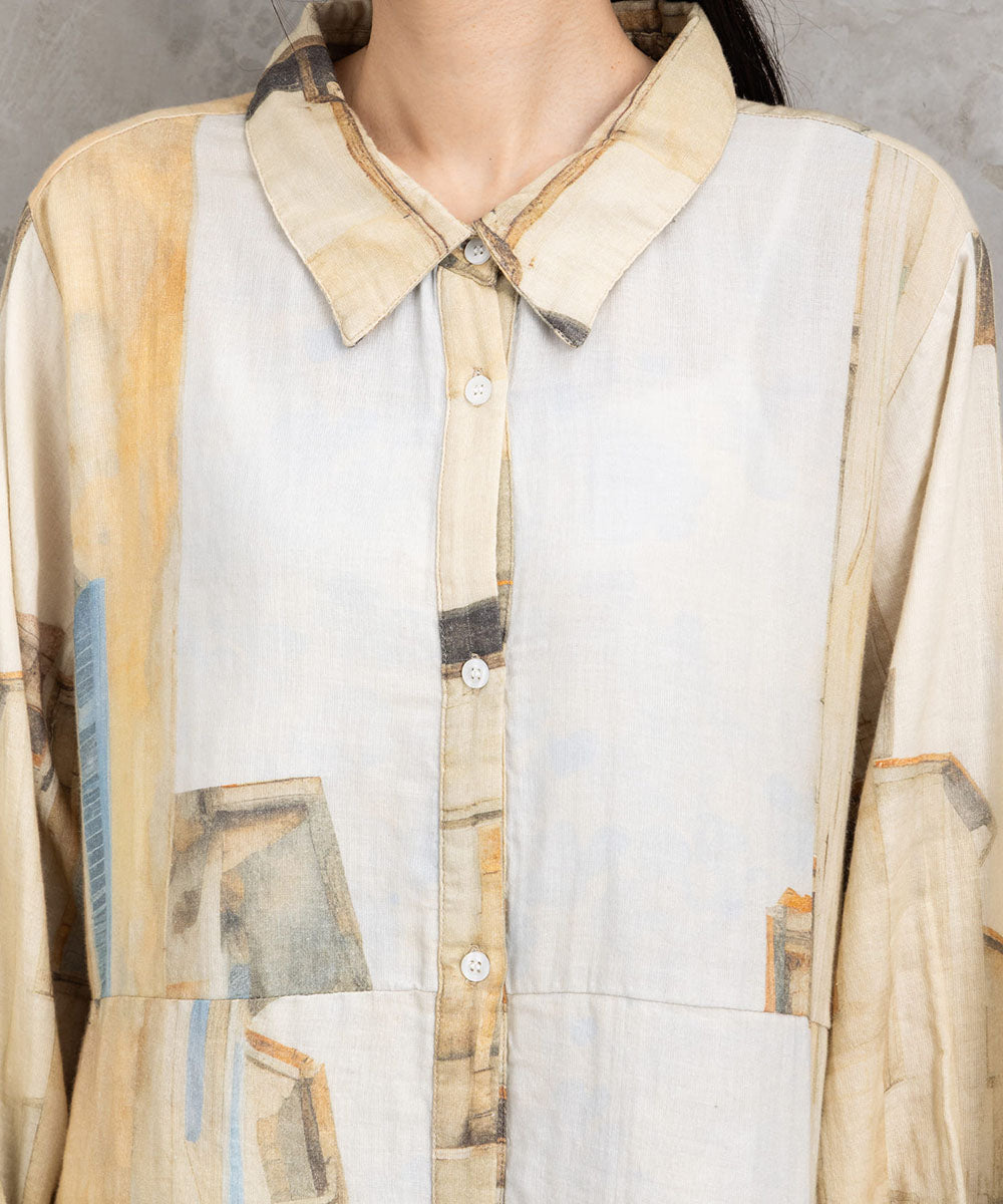 INDESIGN シティスケープコラージュプリントワンピース