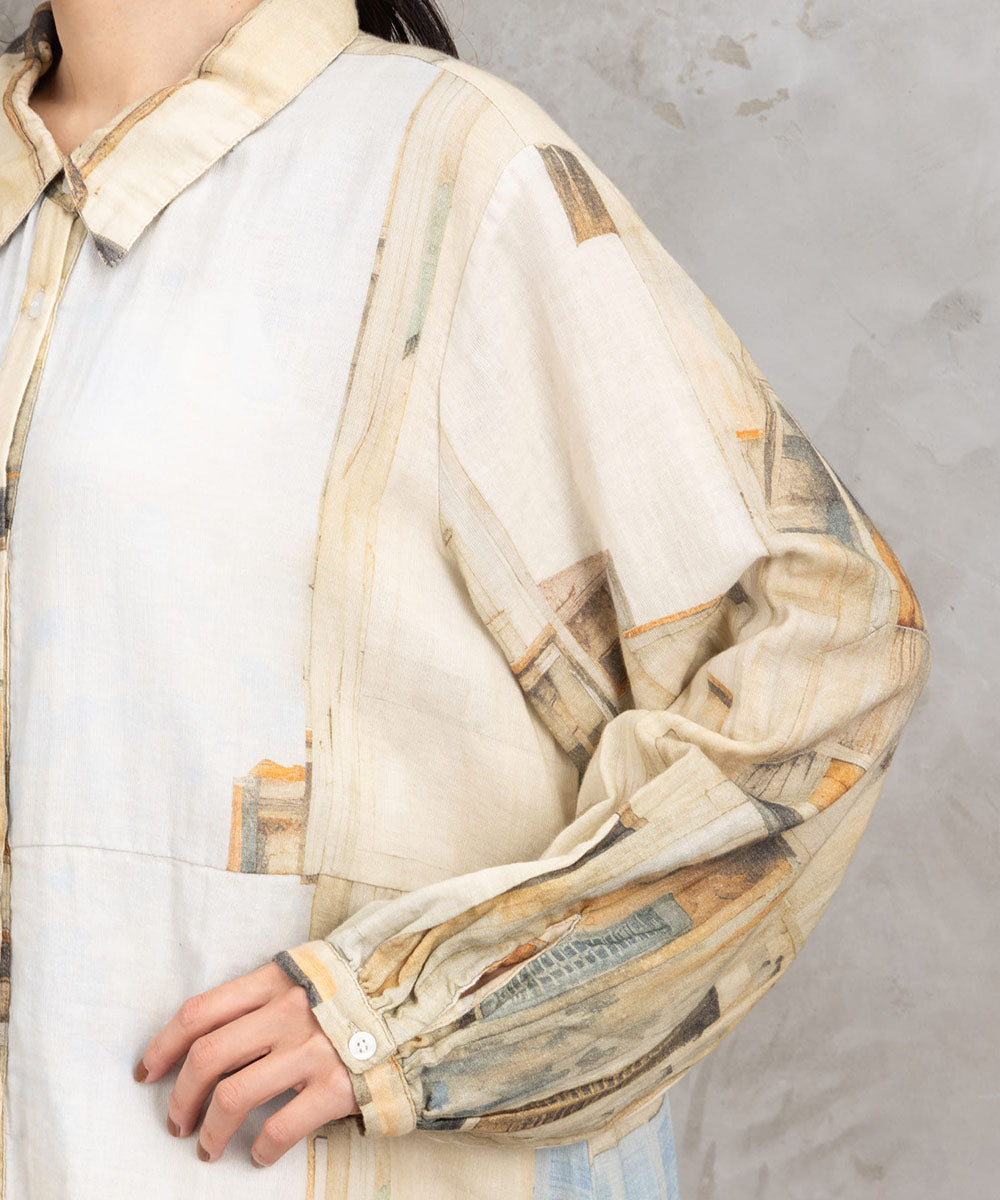 INDESIGN シティスケープコラージュプリントワンピース