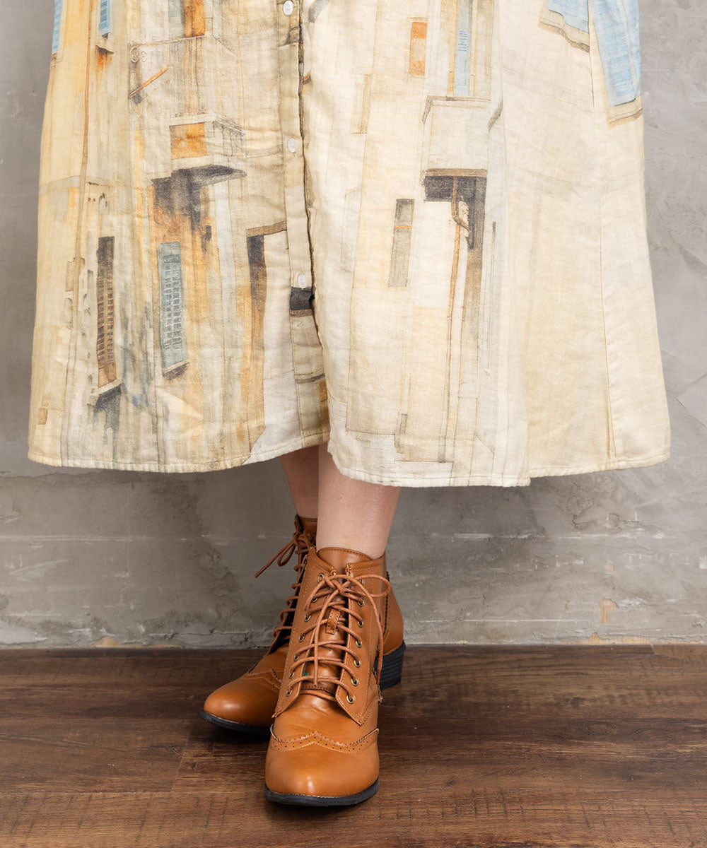 INDESIGN シティスケープコラージュプリントワンピース