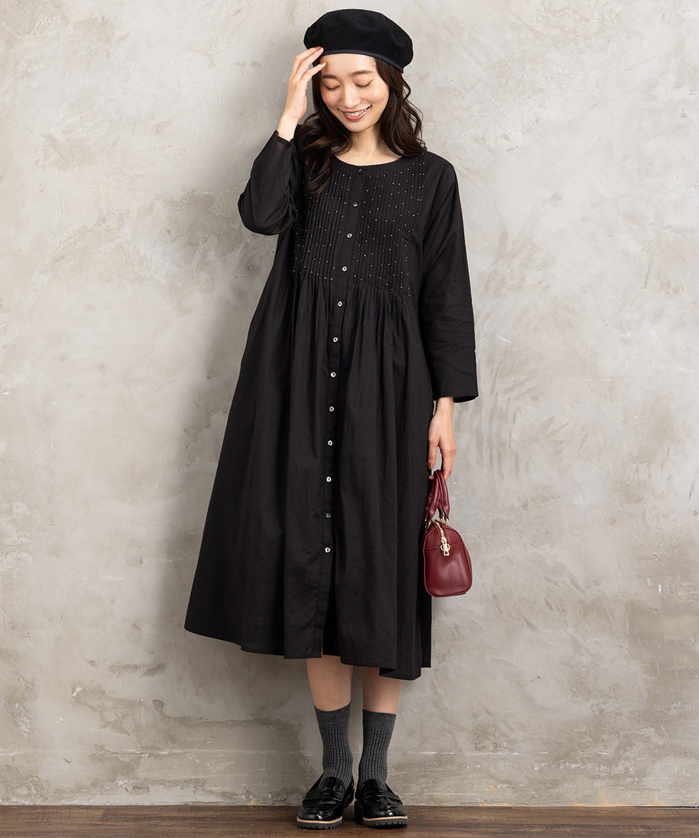 INDESIGN ビーズラインピンタックワンピース