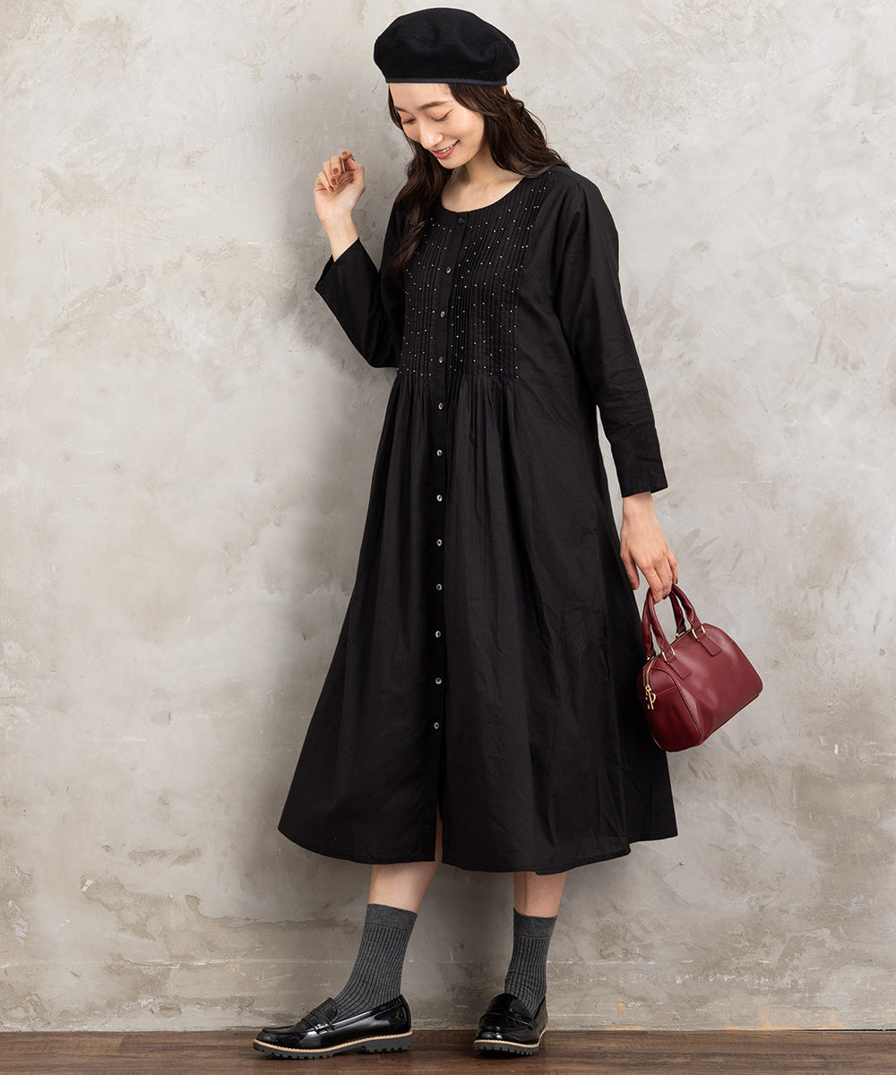 INDESIGN ビーズラインピンタックワンピース