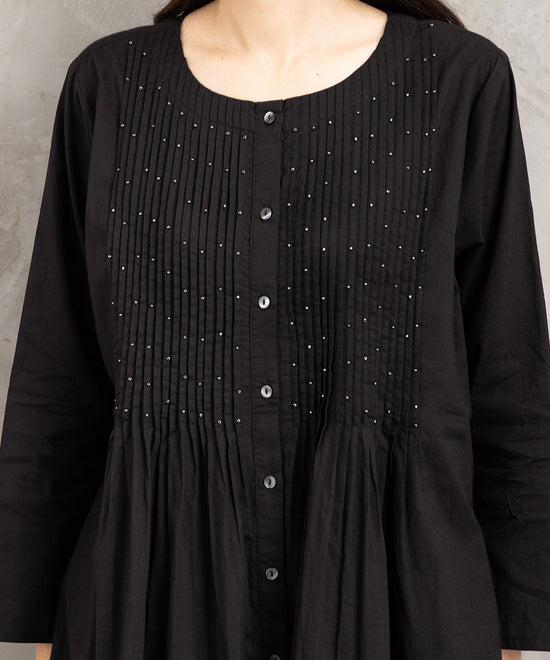 INDESIGN ビーズラインピンタックワンピース