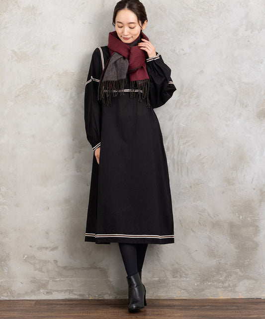 大きいサイズ レディース ライン刺繍 長袖 ワンピース｜sabstreet my standard(サブストリートマイスタンダード)
