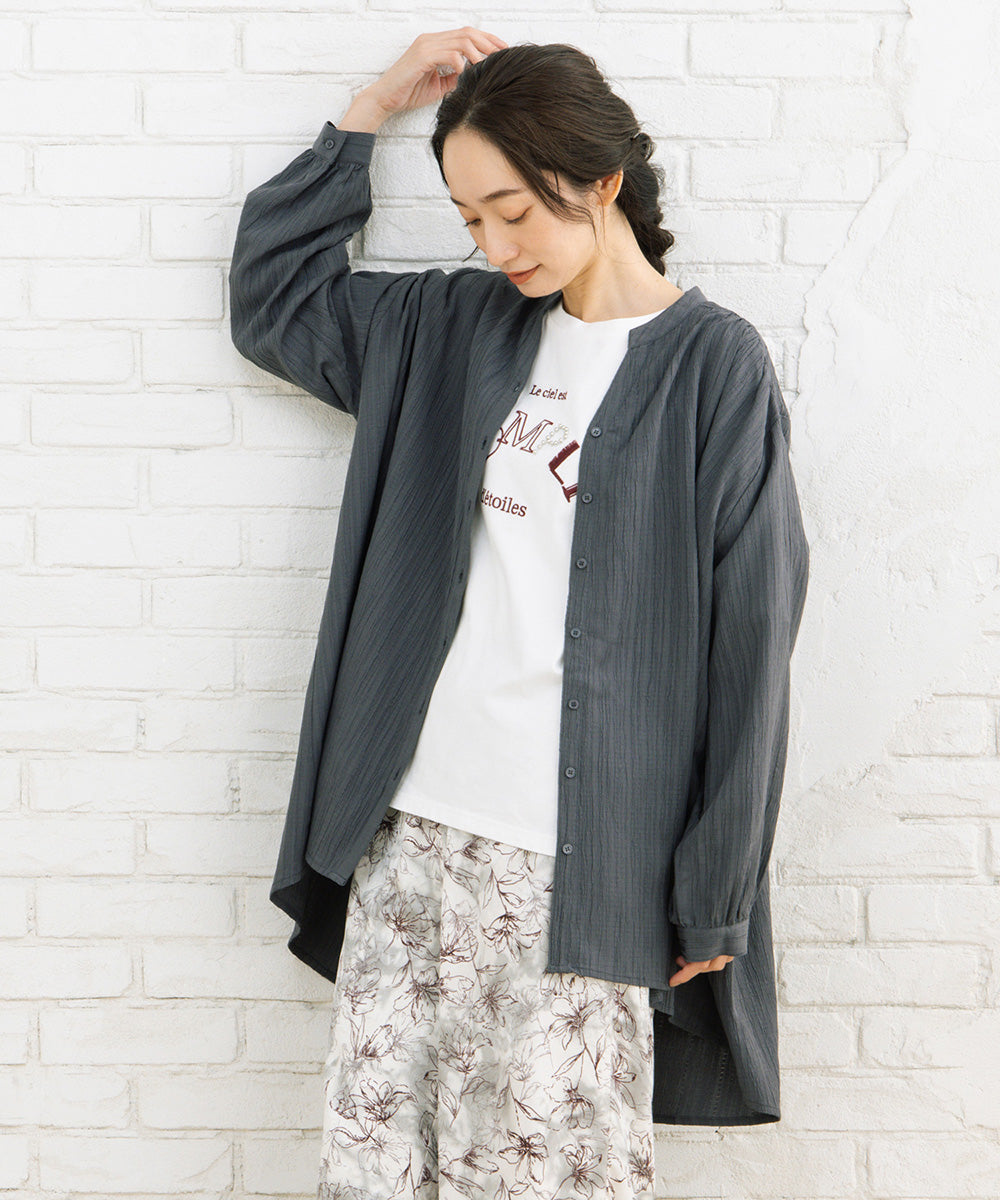 楊柳ジャカードシャツチュニック