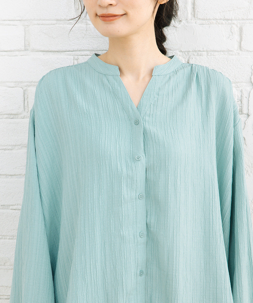 楊柳ジャカードシャツチュニック