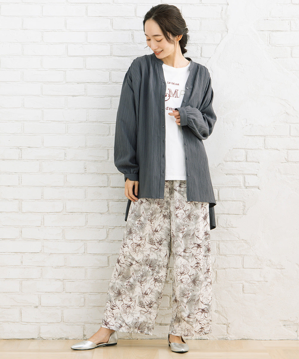 21号(6L～) 楊柳ジャカードシャツチュニック