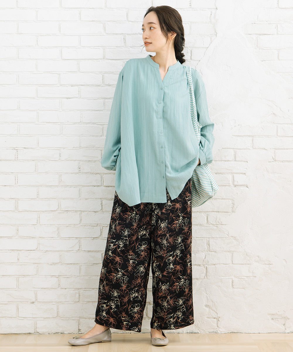 21号(6L～) 楊柳ジャカードシャツチュニック