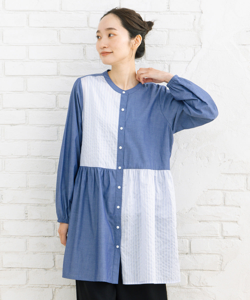 21号(6L～) パッチワークストライプチュニック