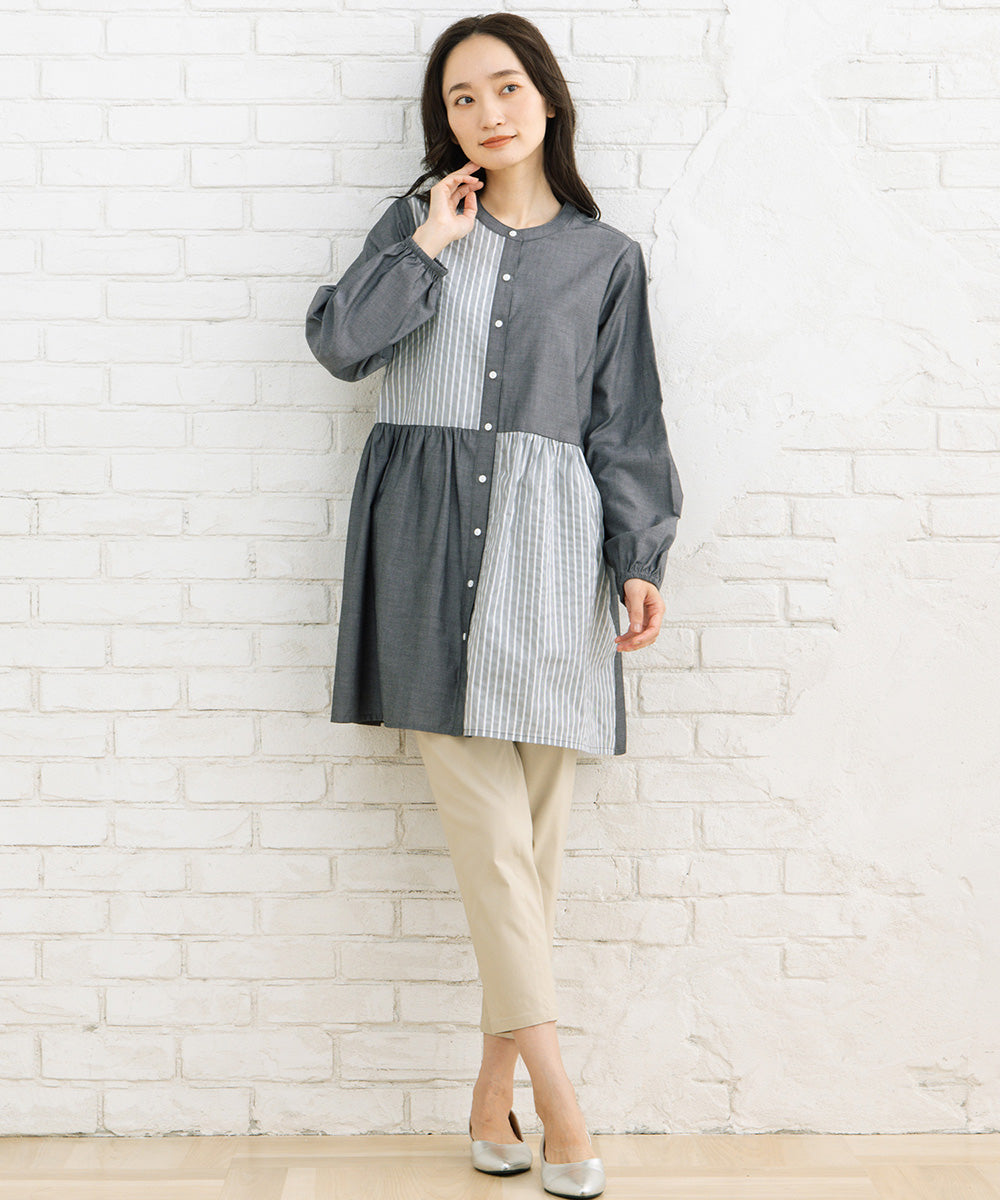 21号(6L～) パッチワークストライプチュニック
