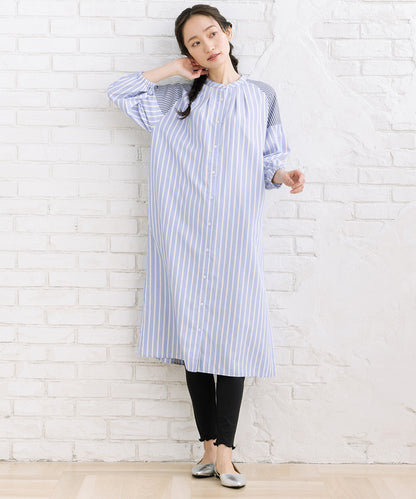 FONTLAB ストライプバンドカラーシャツワンピース