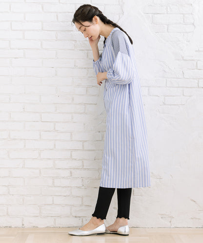 FONTLAB ストライプバンドカラーシャツワンピース