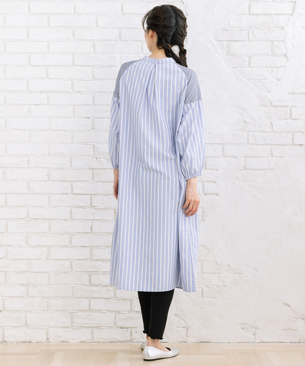 FONTLAB ストライプバンドカラーシャツワンピース