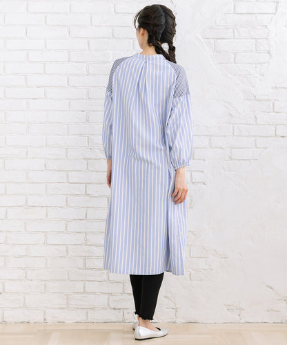 FONTLAB ストライプバンドカラーシャツワンピース