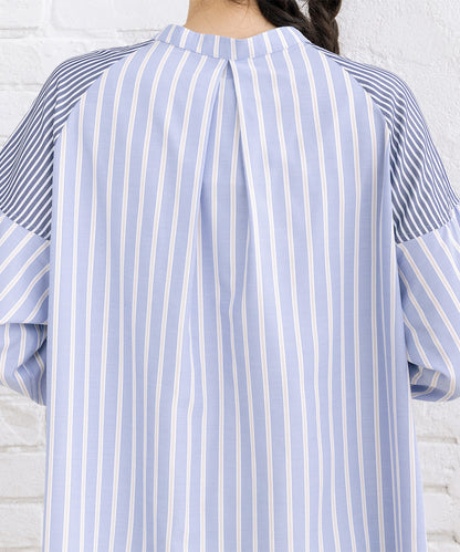 FONTLAB ストライプバンドカラーシャツワンピース