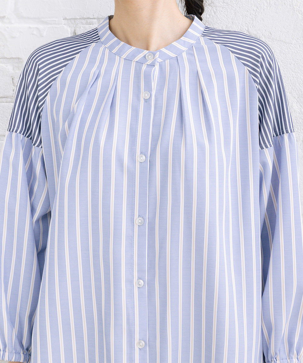 FONTLAB ストライプバンドカラーシャツワンピース