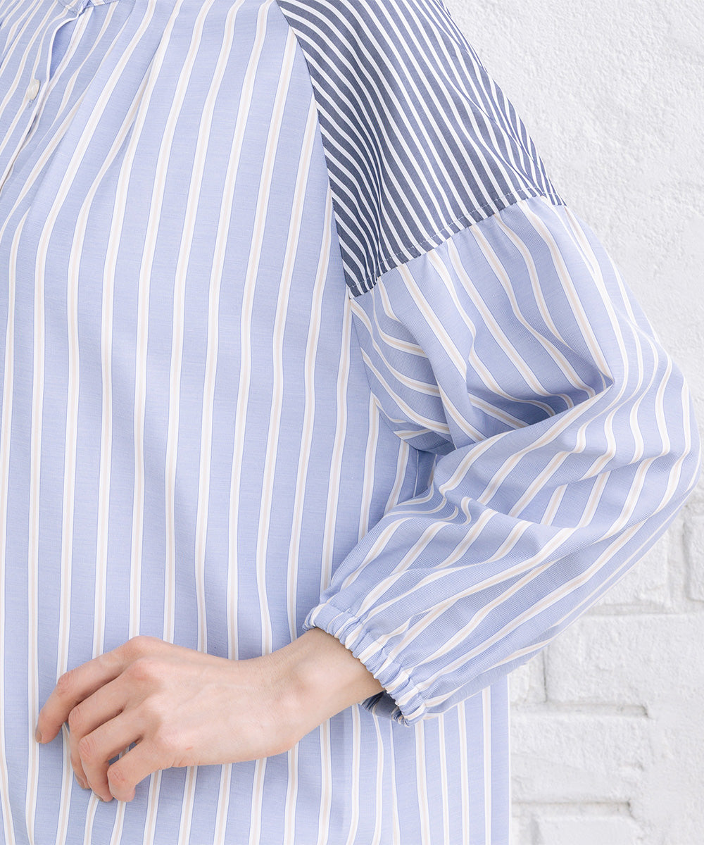 FONTLAB ストライプバンドカラーシャツワンピース