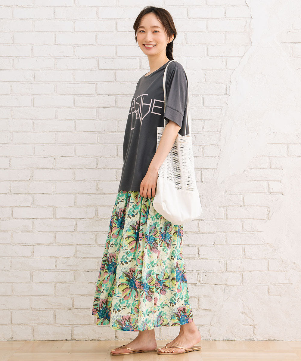 21号(6L～) INDESIGN 水彩フラワープリントスカート