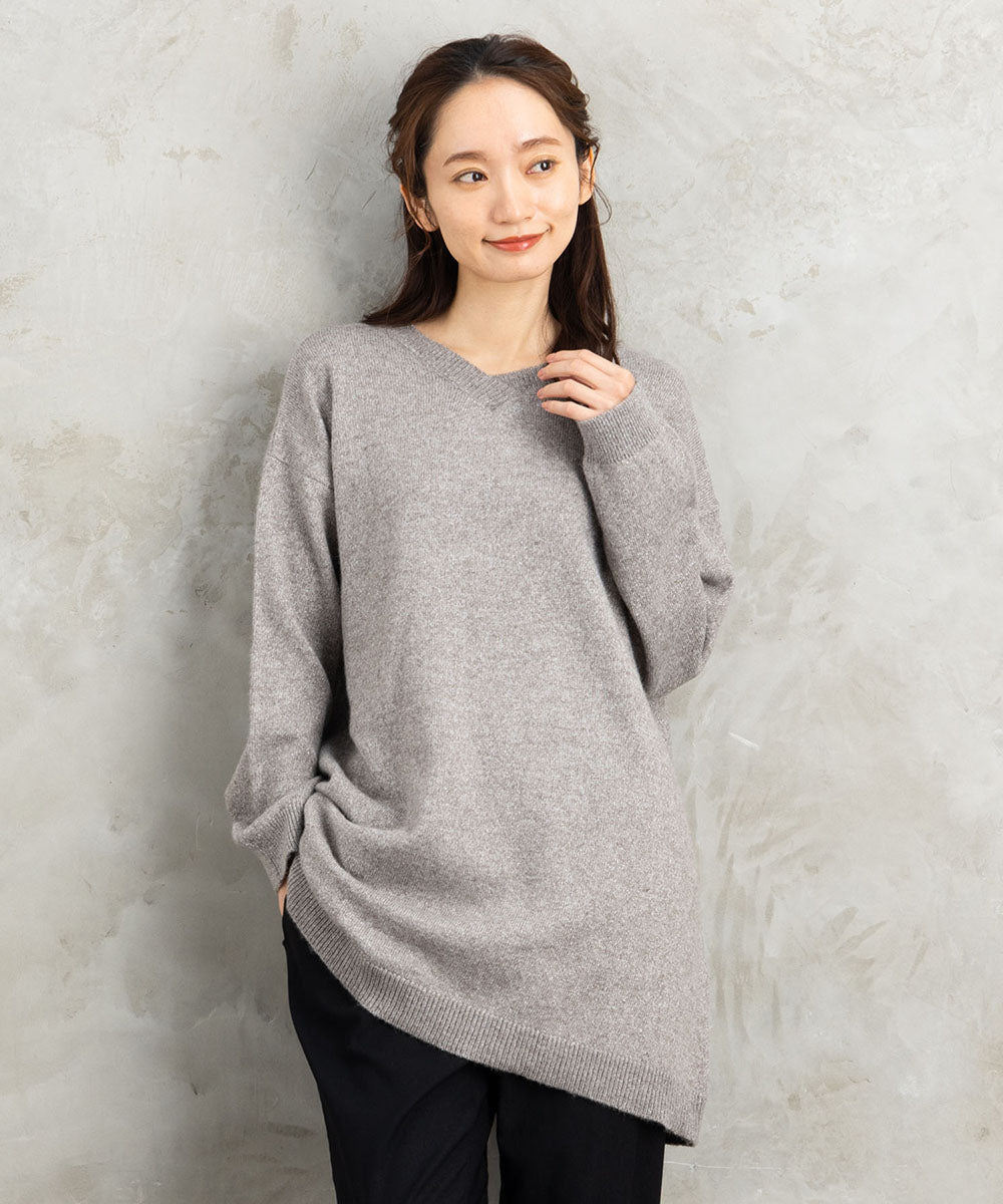 FONTLAB Vネックラメニットチュニック