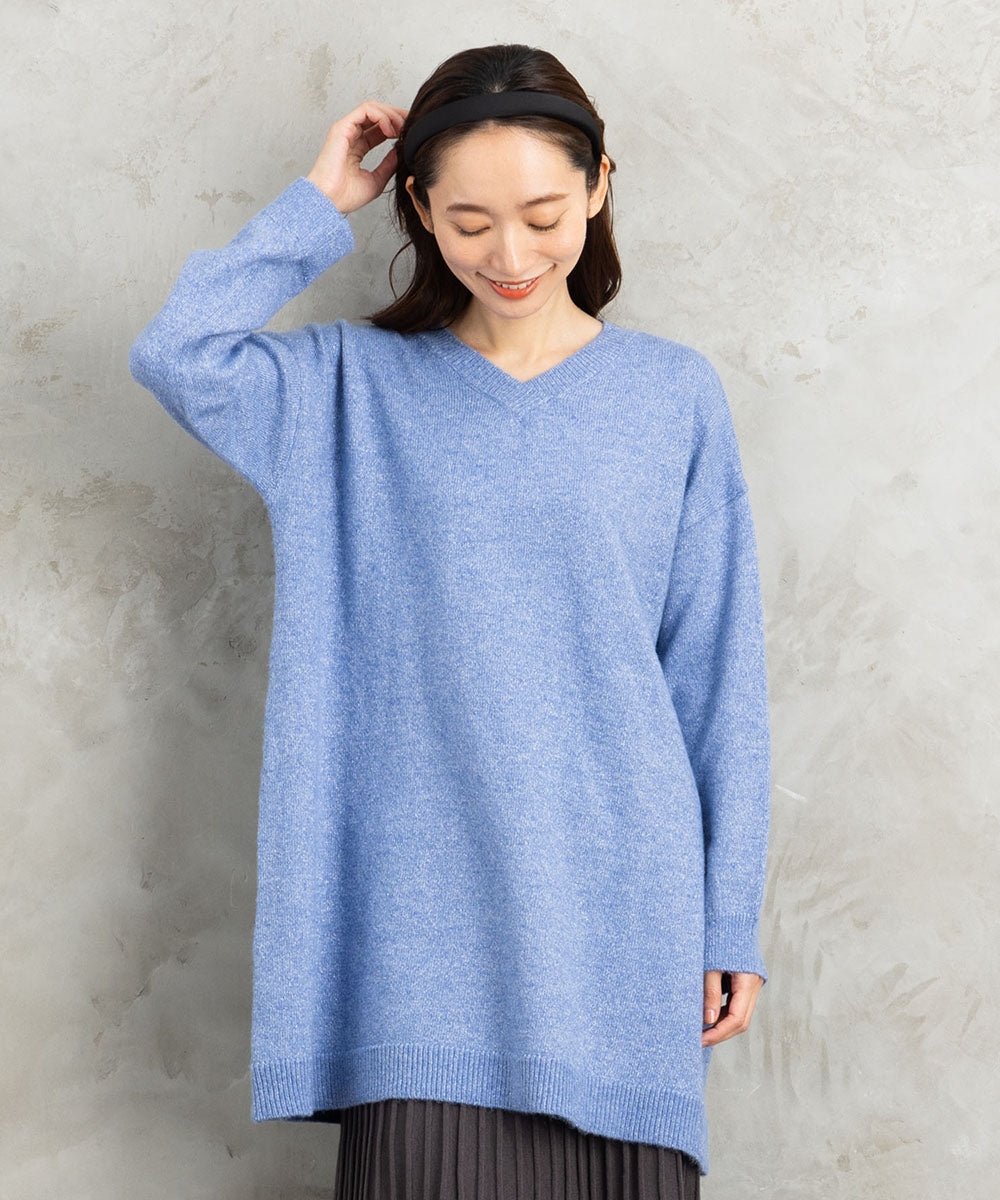 FONTLAB Vネックラメニットチュニック