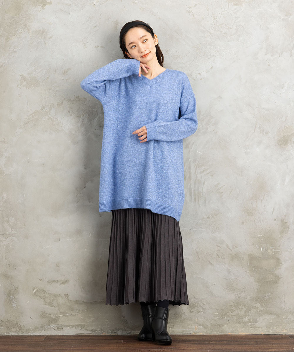 FONTLAB Vネックラメニットチュニック