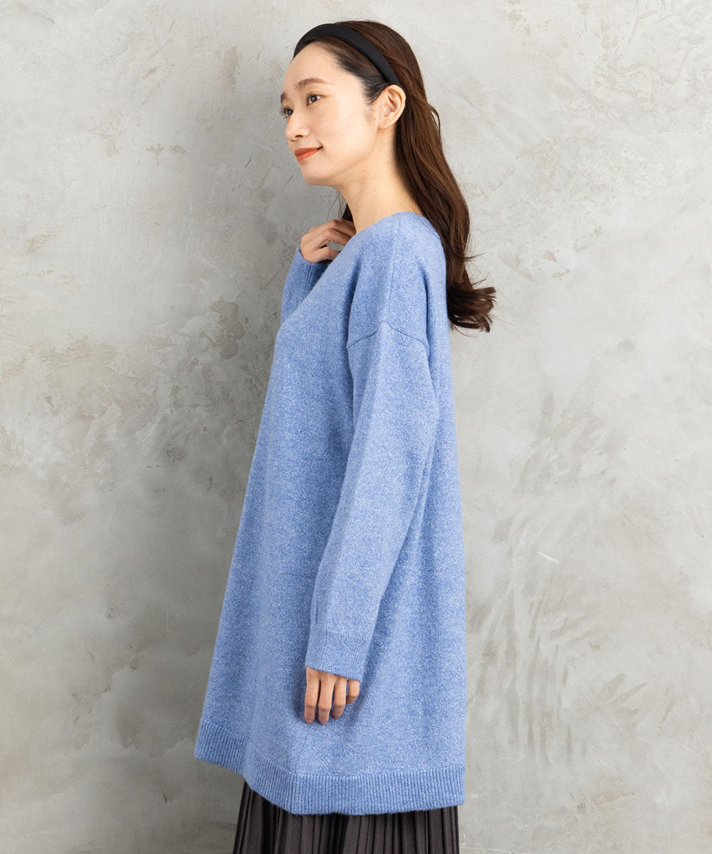 FONTLAB Vネックラメニットチュニック