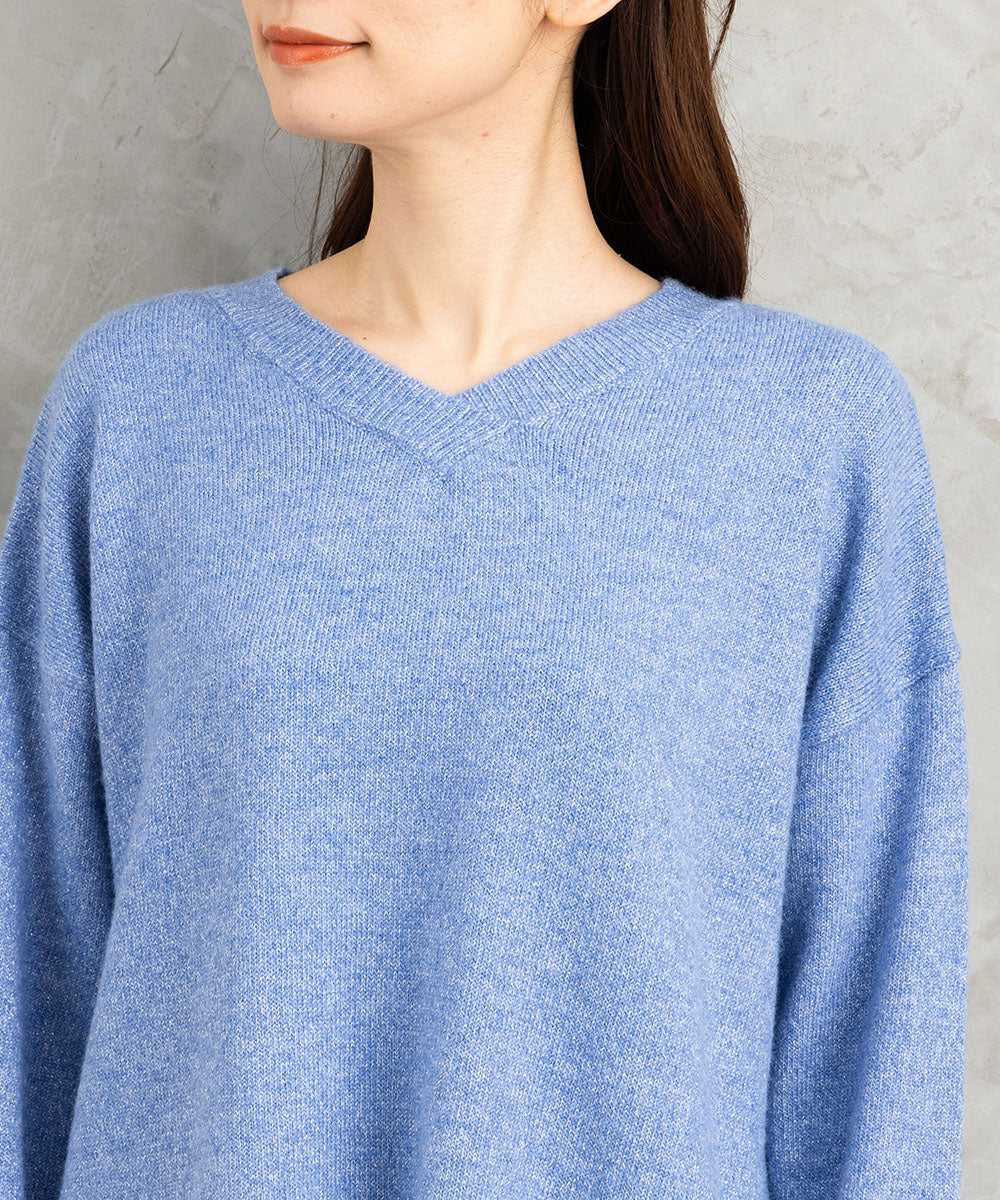 FONTLAB Vネックラメニットチュニック