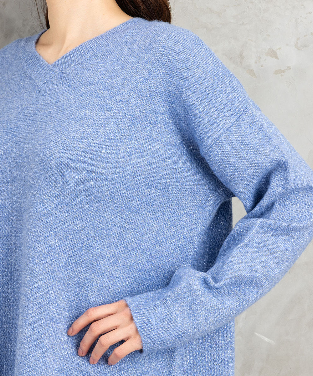 FONTLAB Vネックラメニットチュニック