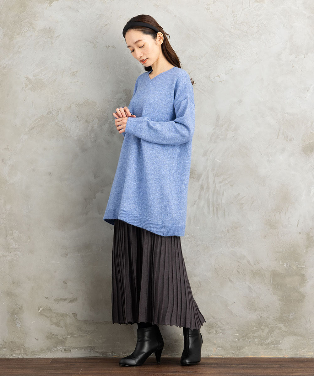 FONTLAB Vネックラメニットチュニック