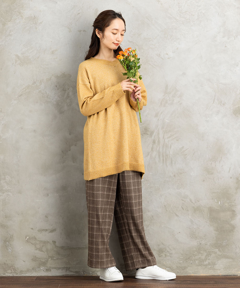 FONTLAB Vネックラメニットチュニック