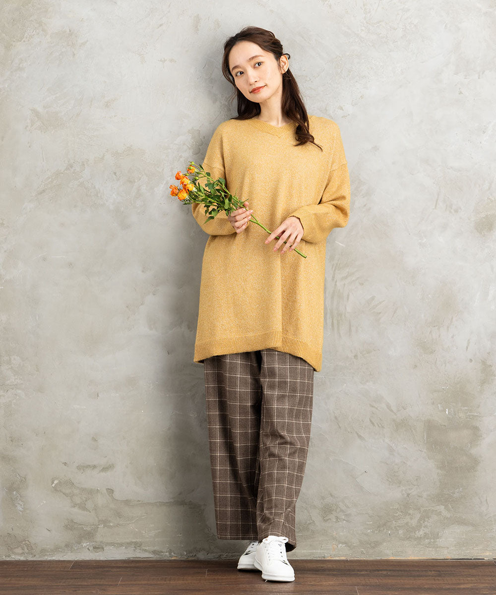 FONTLAB Vネックラメニットチュニック