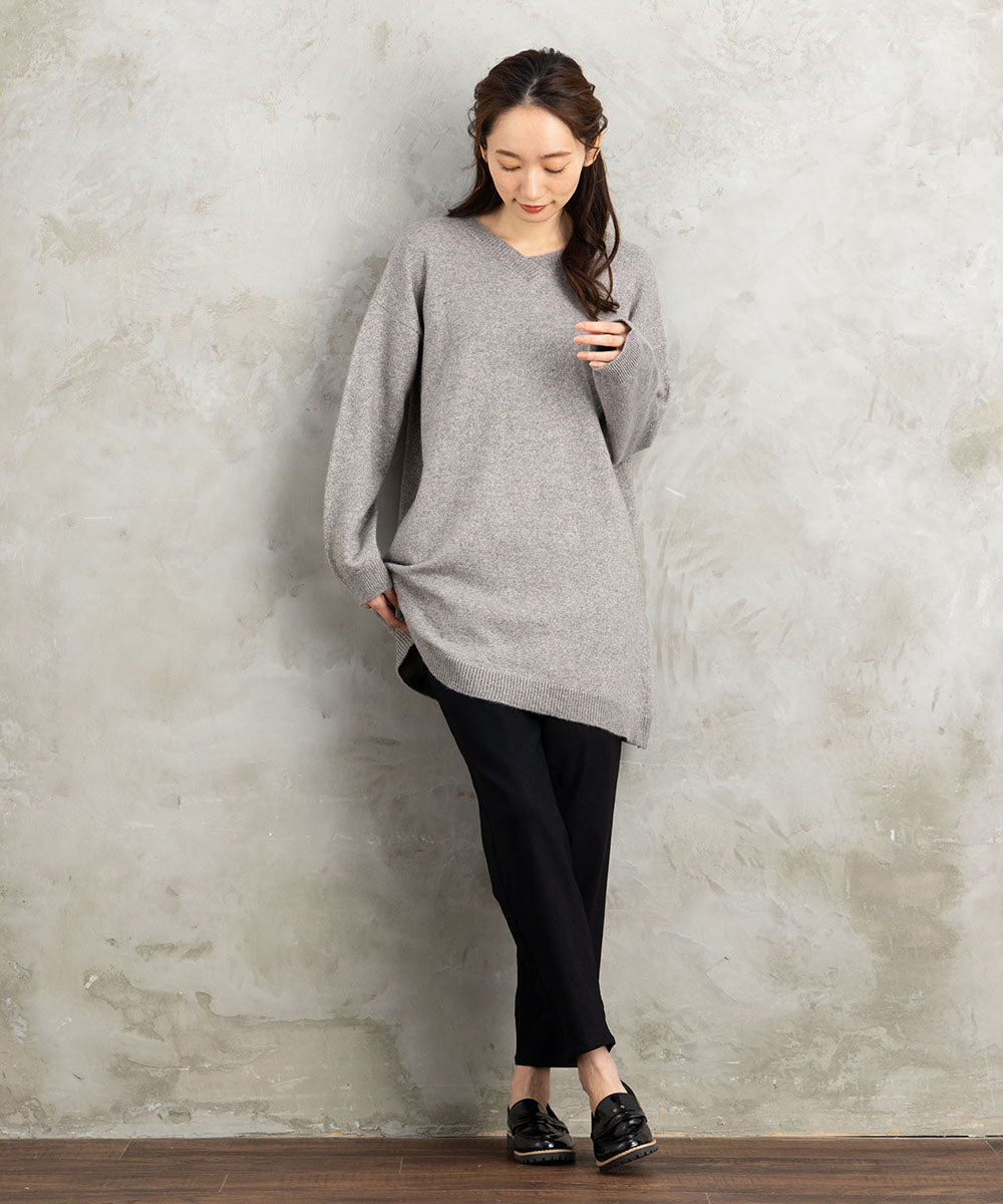 FONTLAB Vネックラメニットチュニック