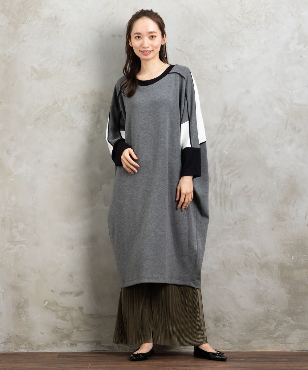 21号(6L～) MAT FASHION カラーブロッキングワンピース