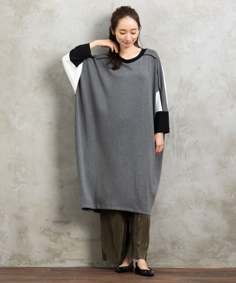 21号(6L～) MAT FASHION カラーブロッキングワンピース