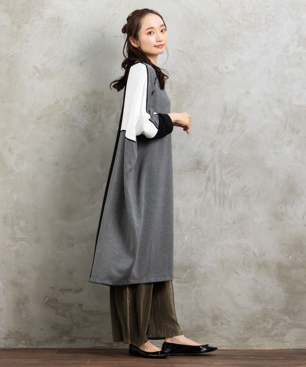 21号(6L～) MAT FASHION カラーブロッキングワンピース